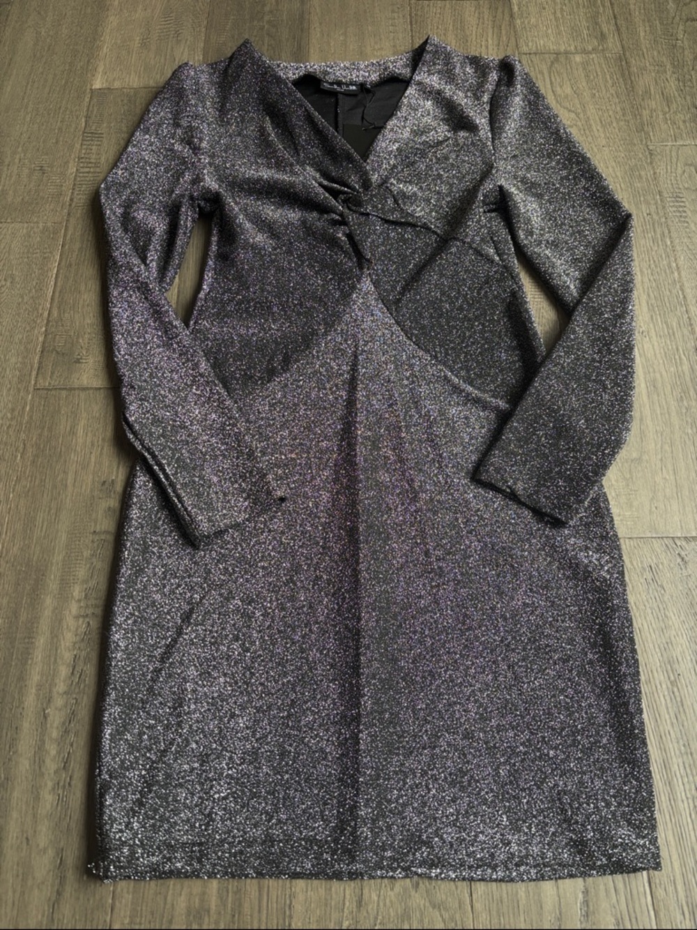Sandra Venditti | NWT Sparkle Metallic Long-Sleeve Sheath Dress Black Silver Med - Picture 2 of 13